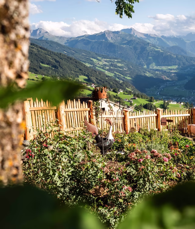 Kräutergarten am Stummerberg mit Blick ins hintere Zillertal